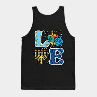 Hanukkah Love Menorah Dreidel Chanukah Jewish Tank Top